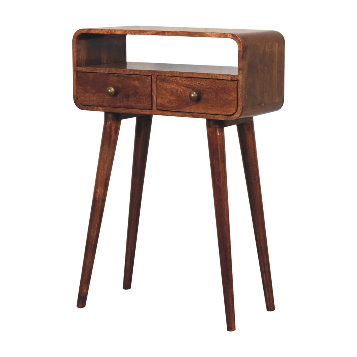Small Honey Caramel Curved 2 Drawer Console