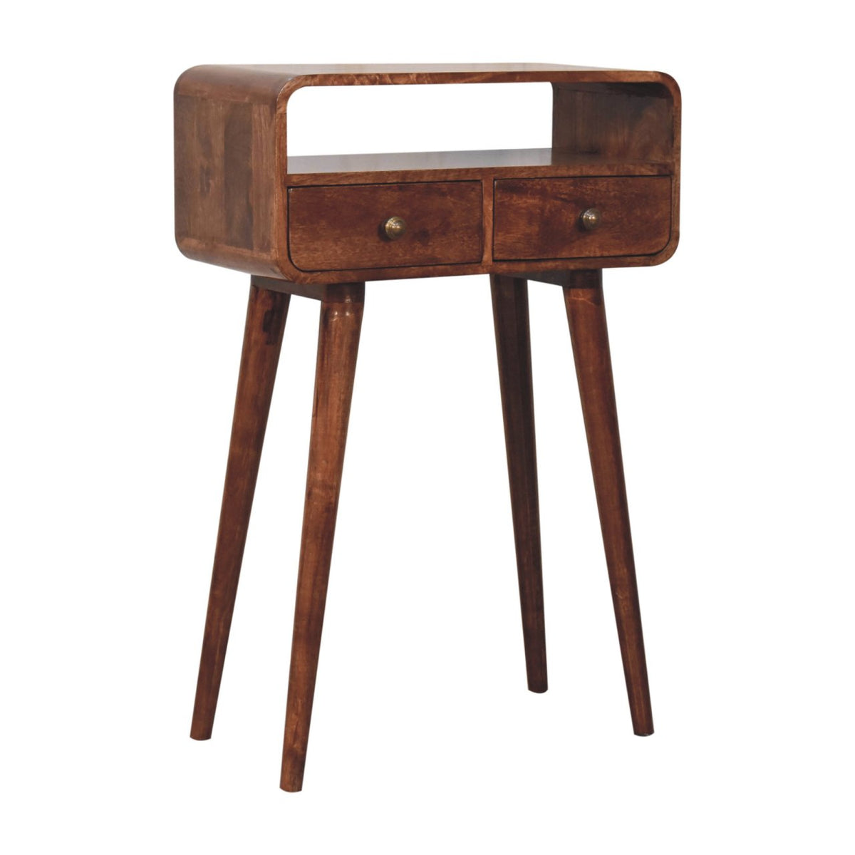 Small Honey Caramel Curved 2 Drawer Console