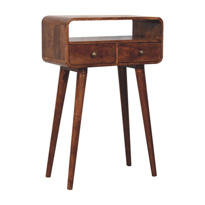 Small Honey Caramel Curved 2 Drawer Console
