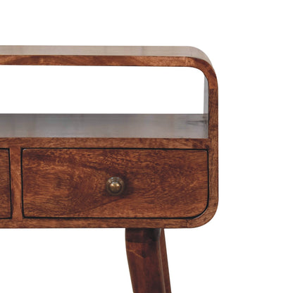 Small Honey Caramel Curved 2 Drawer Console
