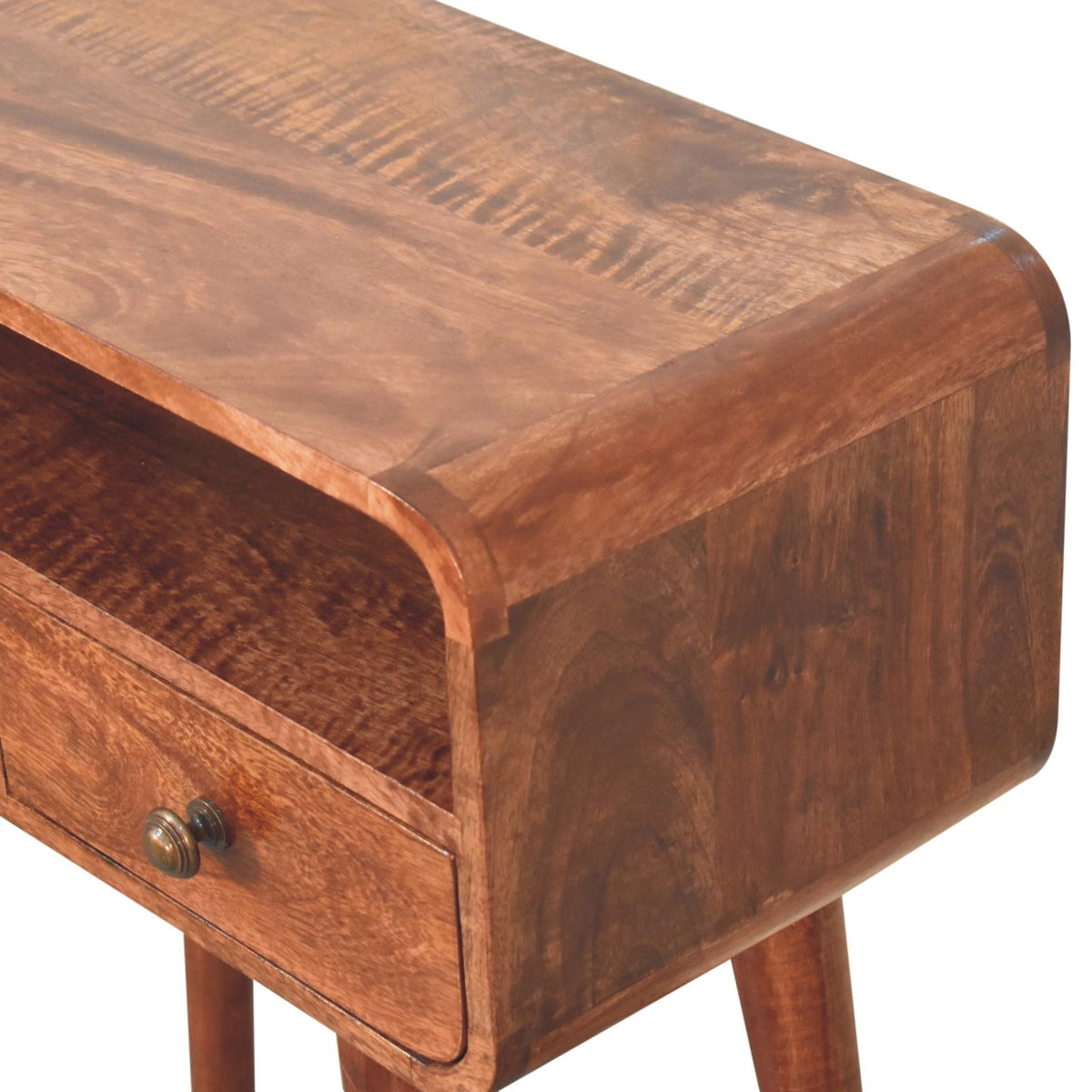 Small Honey Caramel Curved 2 Drawer Console