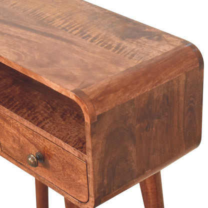 Small Honey Caramel Curved 2 Drawer Console