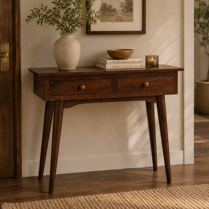 Montecito Walnut 2 Drawer Console Table