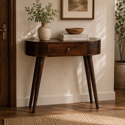 Montecito Walnut Curved Console Table