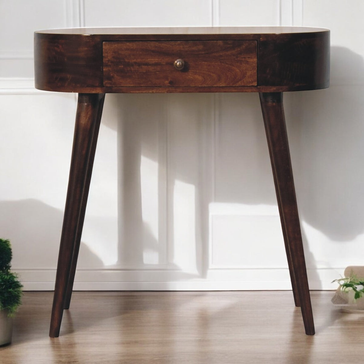 Montecito Walnut Curved Console Table