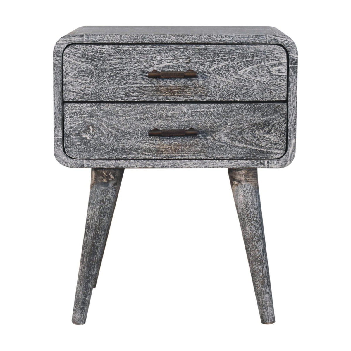 Bodie Wash Curved 2 Drawer Nightstand Table