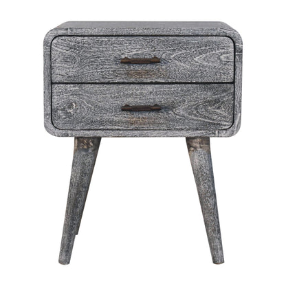 Bodie Wash Curved 2 Drawer Nightstand Table