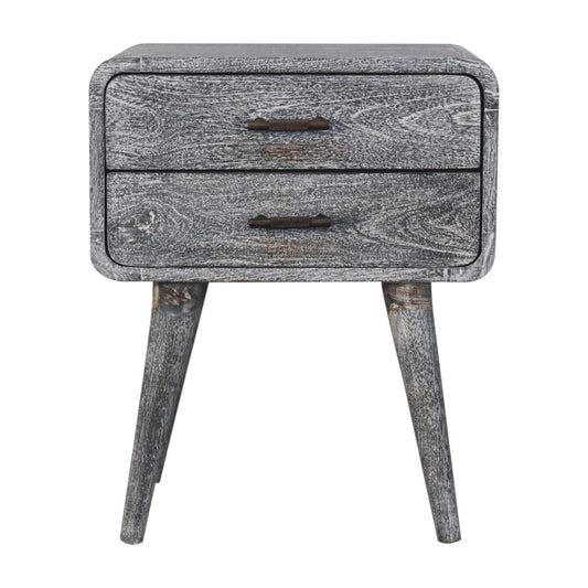 Bodie Wash Curved 2 Drawer Nightstand Table