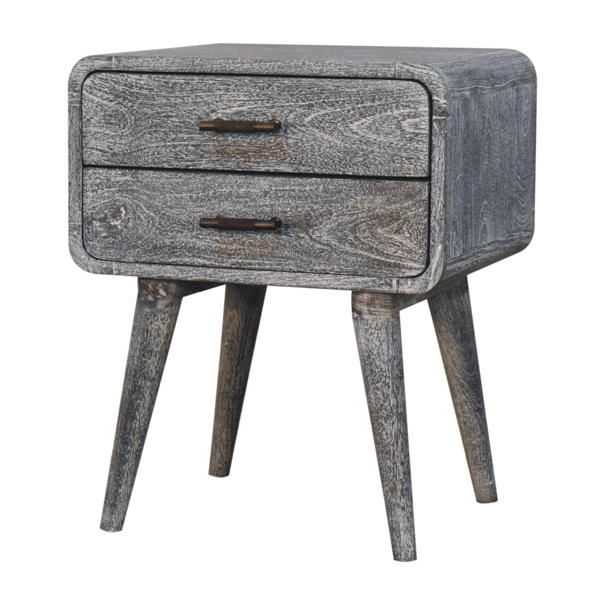 Bodie Wash Curved 2 Drawer Nightstand Table