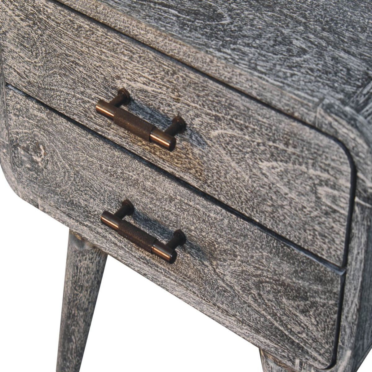 Bodie Wash Curved 2 Drawer Nightstand Table