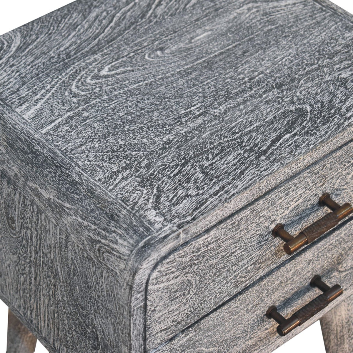 Bodie Wash Curved 2 Drawer Nightstand Table