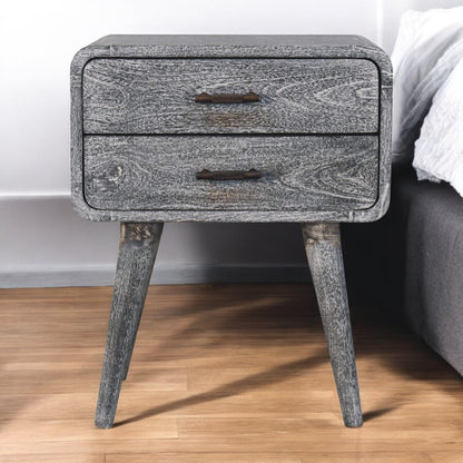 Bodie Wash Curved 2 Drawer Nightstand Table