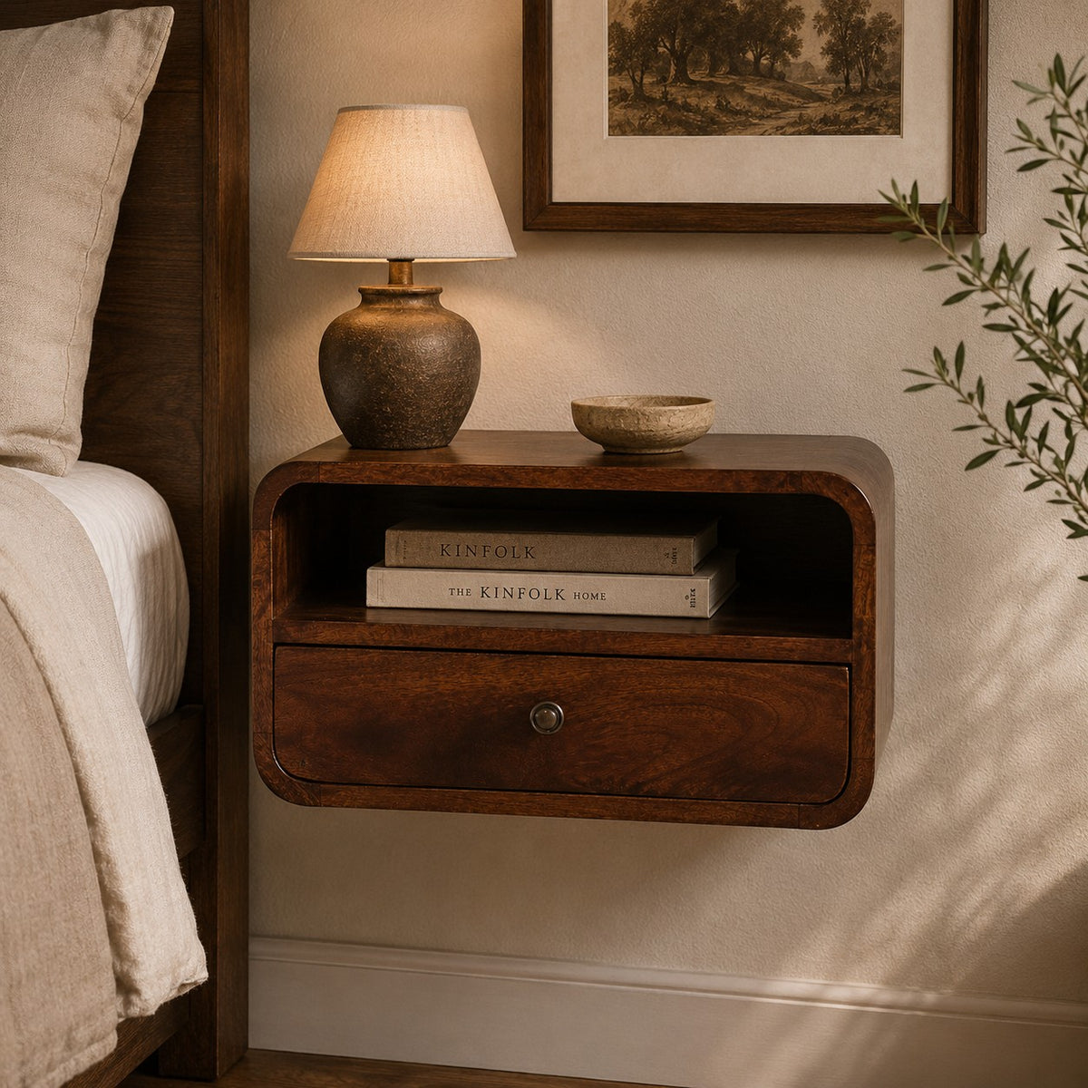 Chestnut Ridge Curved Floating Nightstand