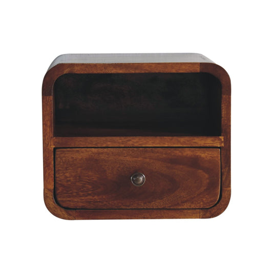Extra Small Chestnut Curved Wall Nightstand
