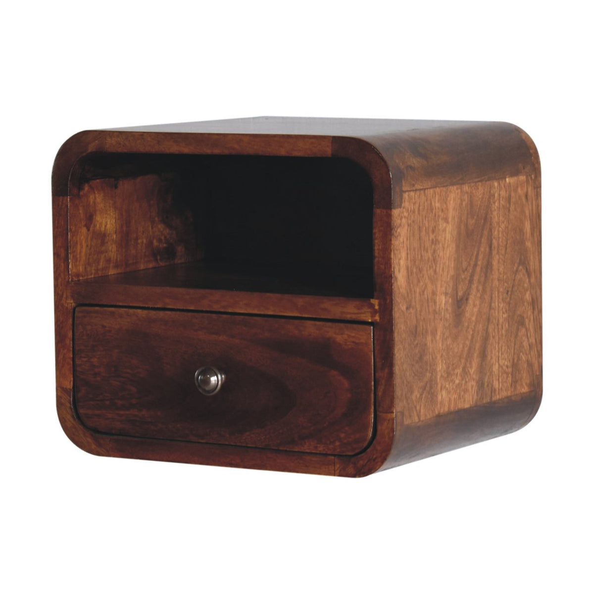Extra Small Chestnut Curved Wall Nightstand