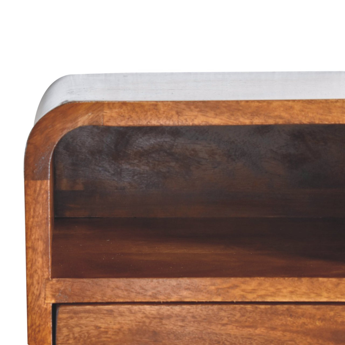 Extra Small Chestnut Curved Wall Nightstand