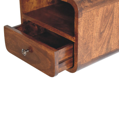 Extra Small Chestnut Curved Wall Nightstand