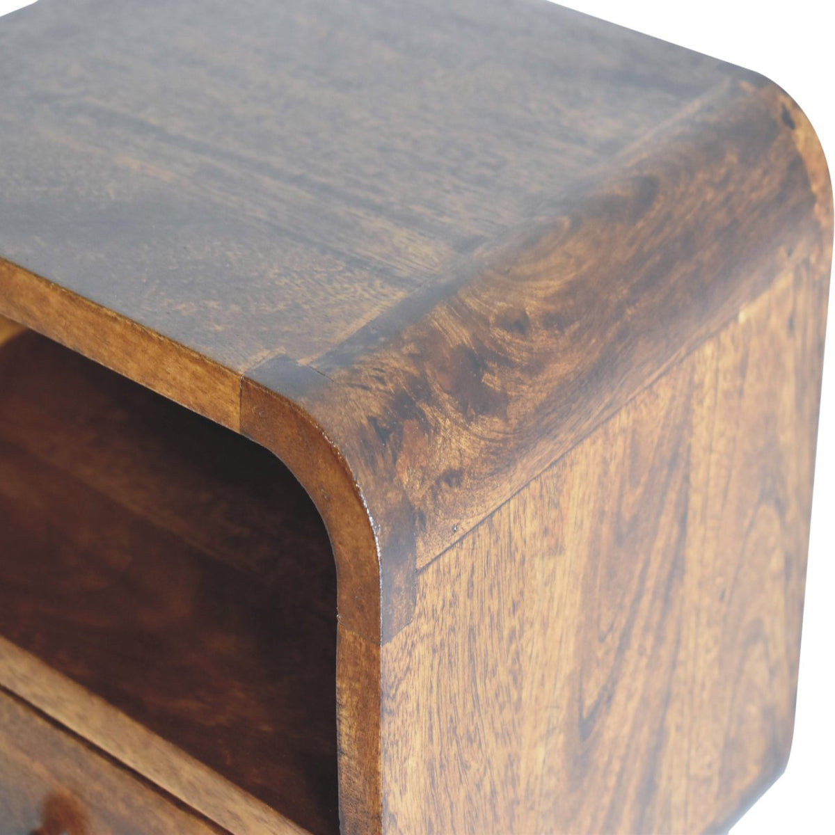 Extra Small Chestnut Curved Wall Nightstand