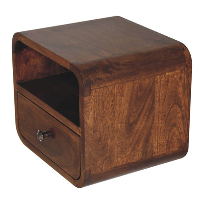 Extra Small Chestnut Curved Wall Nightstand