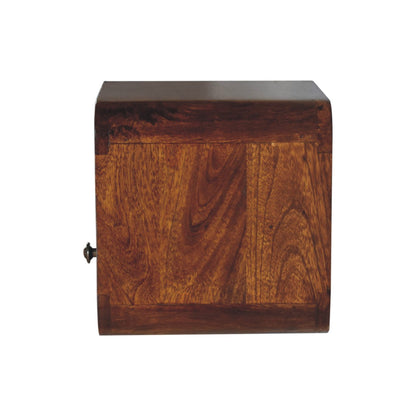 Extra Small Chestnut Curved Wall Nightstand