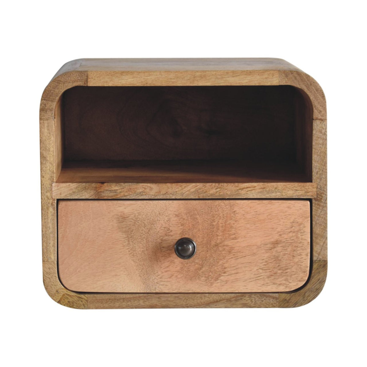 Extra Small Oak-ish Curved Wall Nightstand