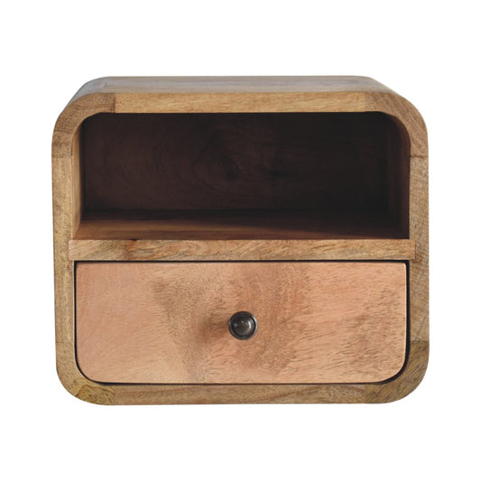 Extra Small Oak-ish Curved Wall Nightstand