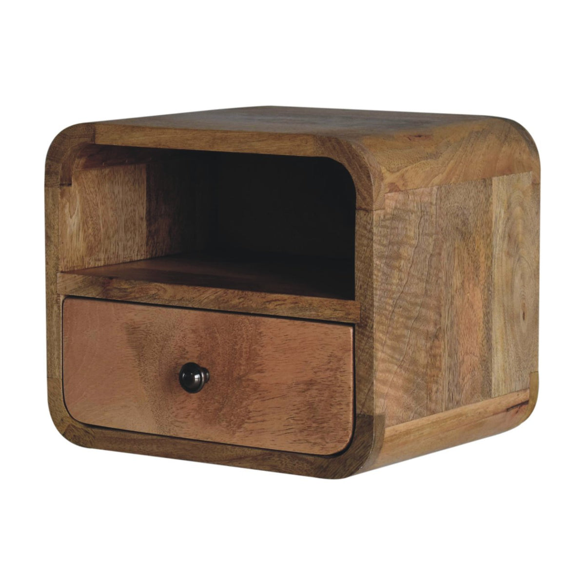 Extra Small Oak-ish Curved Wall Nightstand