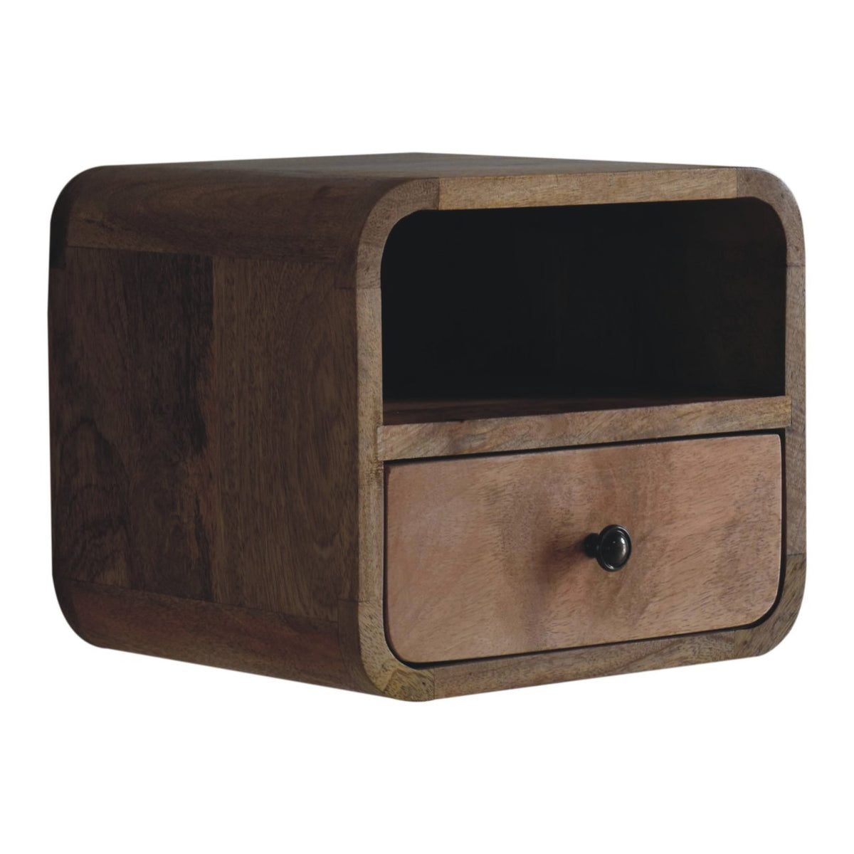 Extra Small Oak-ish Curved Wall Nightstand