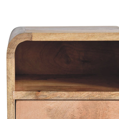Extra Small Oak-ish Curved Wall Nightstand