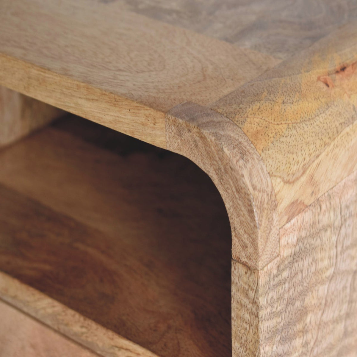 Extra Small Oak-ish Curved Wall Nightstand
