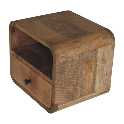 Extra Small Oak-ish Curved Wall Nightstand