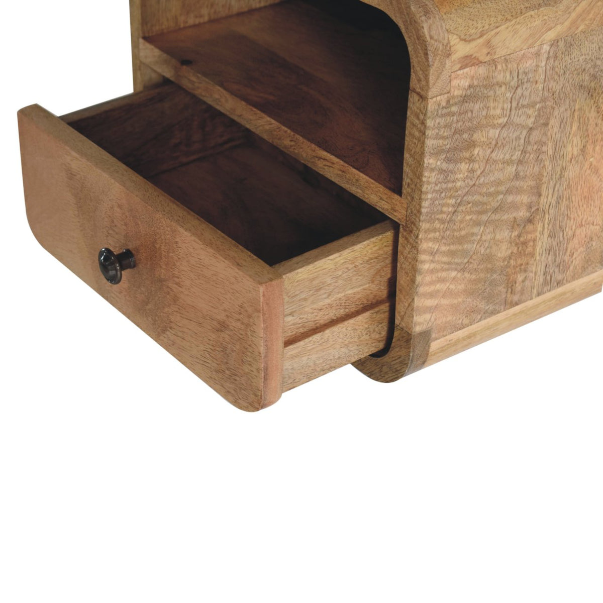Extra Small Oak-ish Curved Wall Nightstand