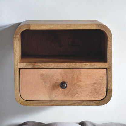 Extra Small Oak-ish Curved Wall Nightstand