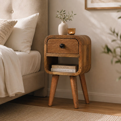 Extra Small Oak-ish Curved Lower Nightstand