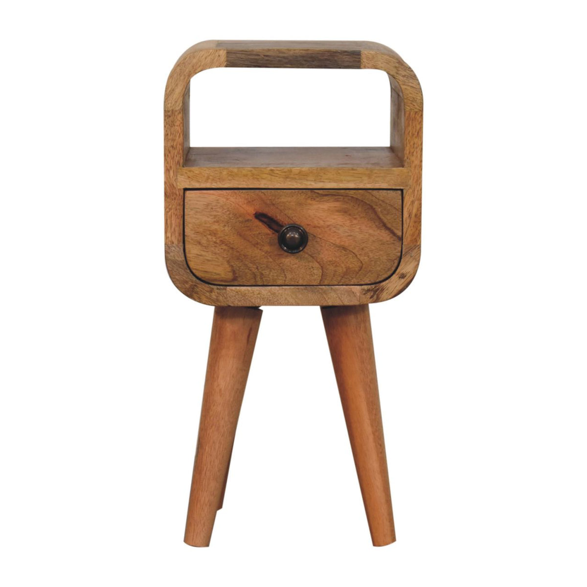 Extra Small Oak-ish Curved Nordic Nightstand