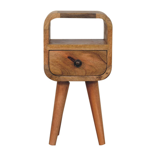 Extra Small Oak-ish Curved Nordic Nightstand