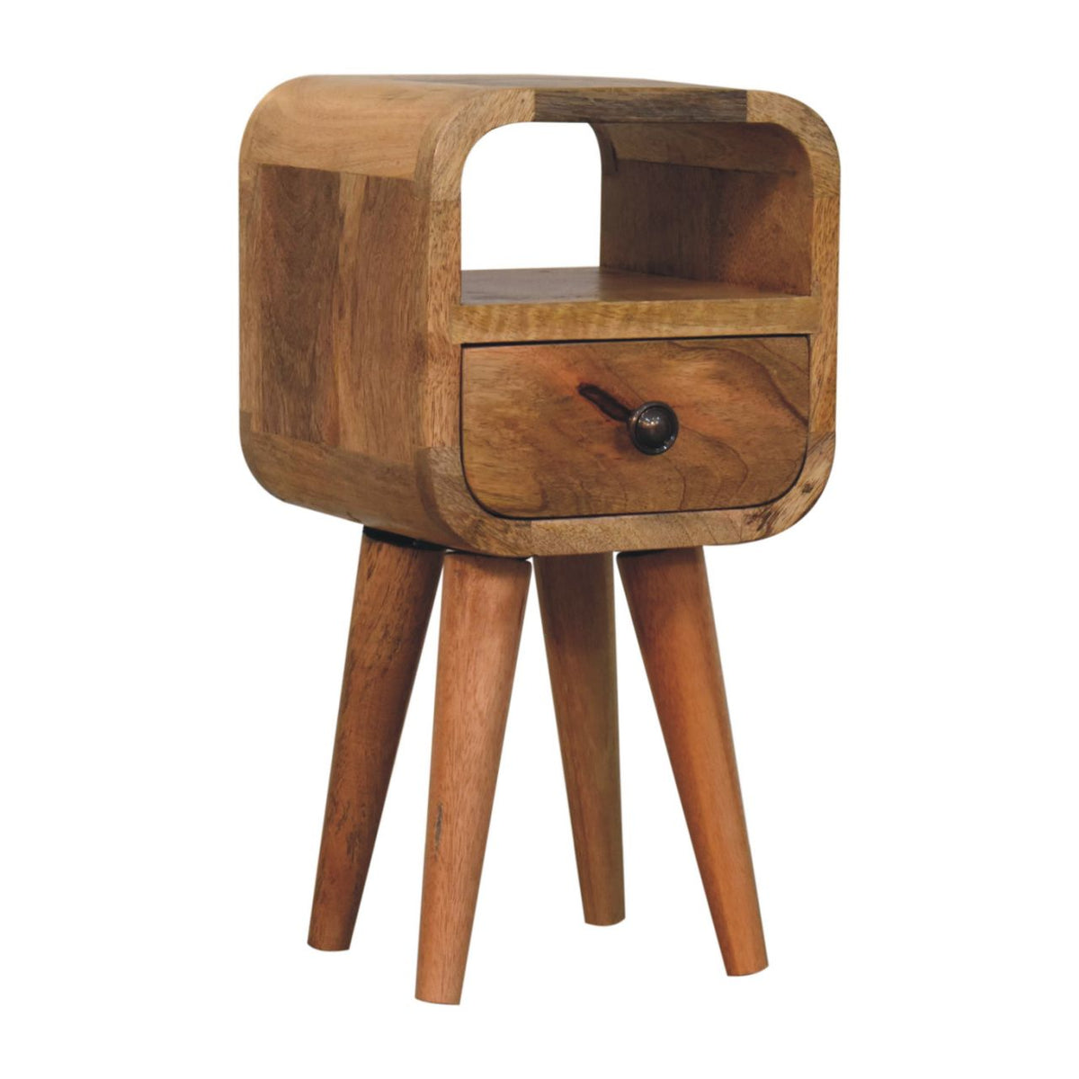Extra Small Oak-ish Curved Nordic Nightstand