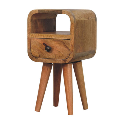 Extra Small Oak-ish Curved Nordic Nightstand