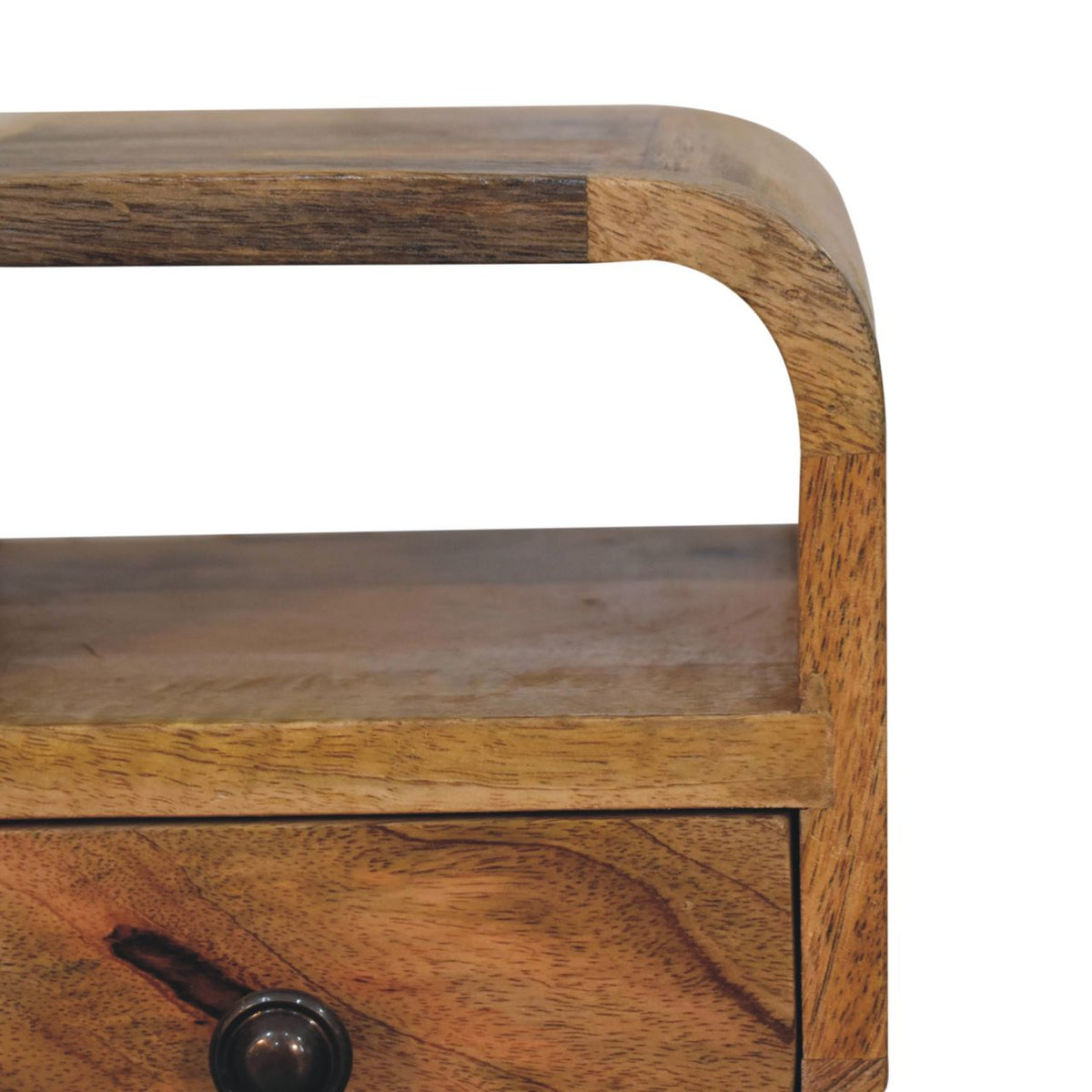 Extra Small Oak-ish Curved Nordic Nightstand
