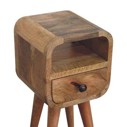 Extra Small Oak-ish Curved Nordic Nightstand