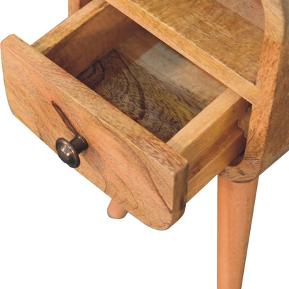 Extra Small Oak-ish Curved Nordic Nightstand