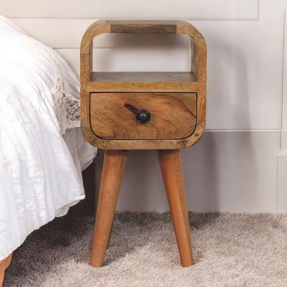 Extra Small Oak-ish Curved Nordic Nightstand