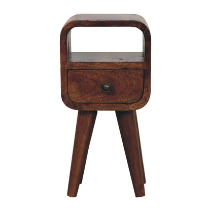 Extra Small Chestnut Curved Nordic Nightstand