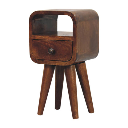 Extra Small Chestnut Curved Nordic Nightstand