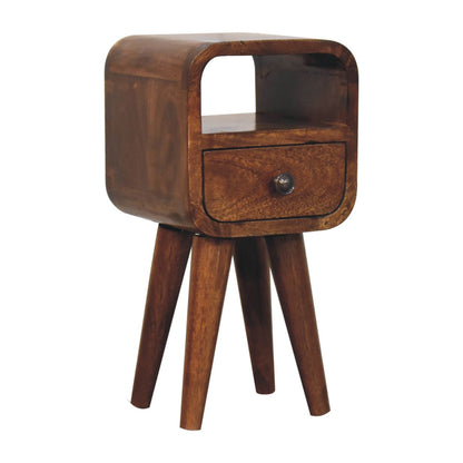 Extra Small Chestnut Curved Nordic Nightstand