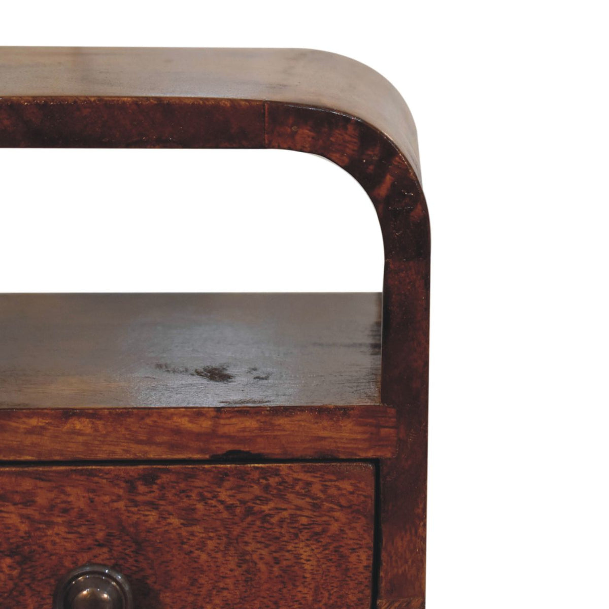 Extra Small Chestnut Curved Nordic Nightstand