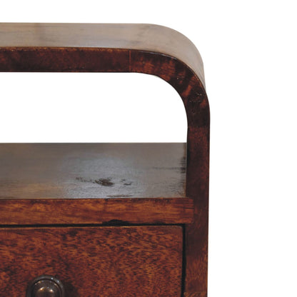 Extra Small Chestnut Curved Nordic Nightstand