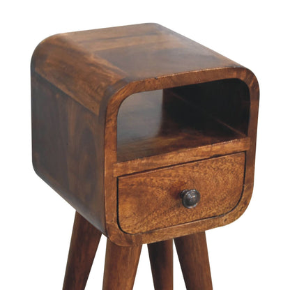 Extra Small Chestnut Curved Nordic Nightstand
