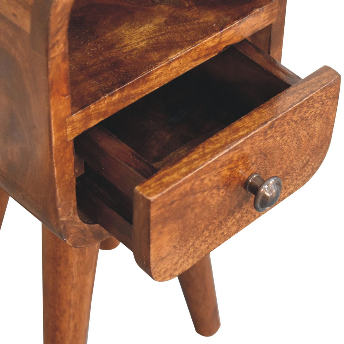 Extra Small Chestnut Curved Nordic Nightstand