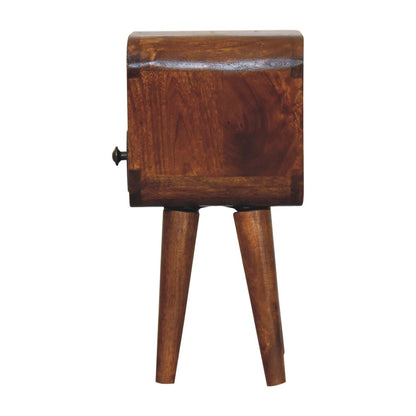 Extra Small Chestnut Curved Nordic Nightstand